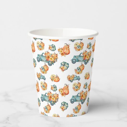 Pompoenen Herfst Pattern Papieren Bekers (Links)
