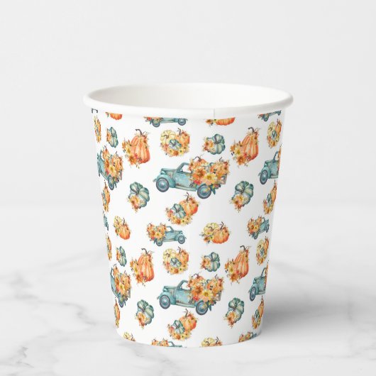 Pompoenen Herfst Pattern Papieren Bekers (Rechts)