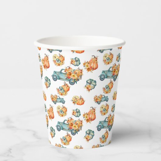 Pompoenen Herfst Pattern Papieren Bekers (Voorkant)
