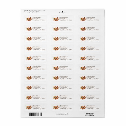 Pompoenen Herfst Thanksgiving Etiket (Full Sheet)