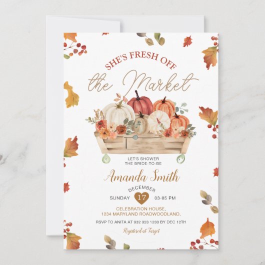 Pompoenen Herfst vers uit de markt Vrijgezellenfee Kaart (Voorkant)