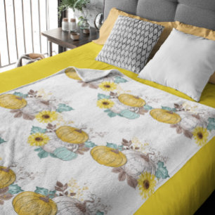 Pompoenen Herfst Waterverf Thanksgiving Halloween Fleece Deken