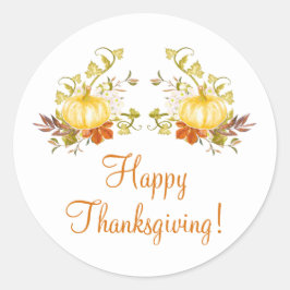 Pompoenen herfstbladeren Happy Thanksgiving Sticke Ronde Sticker