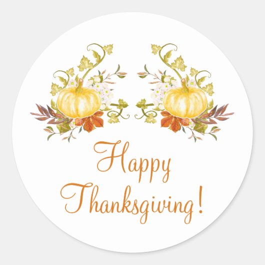 Pompoenen herfstbladeren Happy Thanksgiving Sticke Ronde Sticker (Voorkant)