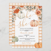 Pompoenen Hij of zij Bloemen Herfst Gender Reveal  Kaart (Voorkant / Achterkant)