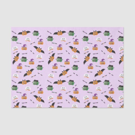 Pompoenen in Costumes Pattern Trick or treat Paars Tissuepapier (Voorkant)