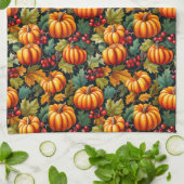 Pompoenen in de bladeren met bessen theedoek (Gevouwen)