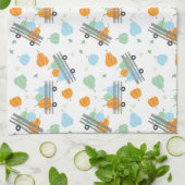 Pompoenen in een wastafel blauw Sinaasappel Theedoek (Gevouwen)