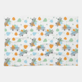 Pompoenen in een wastafel blauw Sinaasappel Theedoek (Horizontaal)