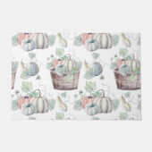 Pompoenen in Houten Emmer in Zachte Waterverven Deurmat (Voorkant)