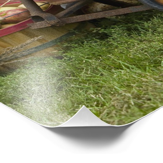 Pompoenen in oude wagen foto afdruk (Hoek)