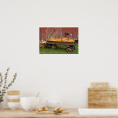 Pompoenen in oude wagen poster (Keuken)