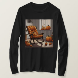 Pompoenen in venster zwart T-shirt met lang Sleeve