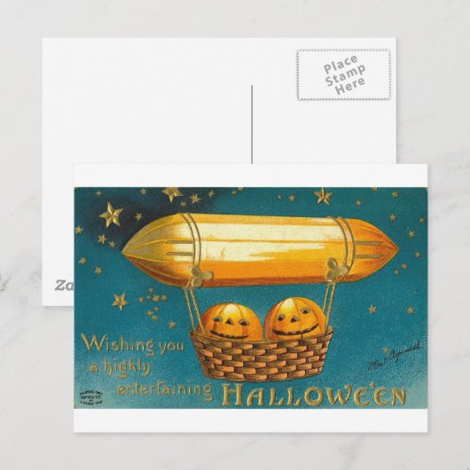 Pompoenen in vliegende mand briefkaart (Voorkant / Achterkant)