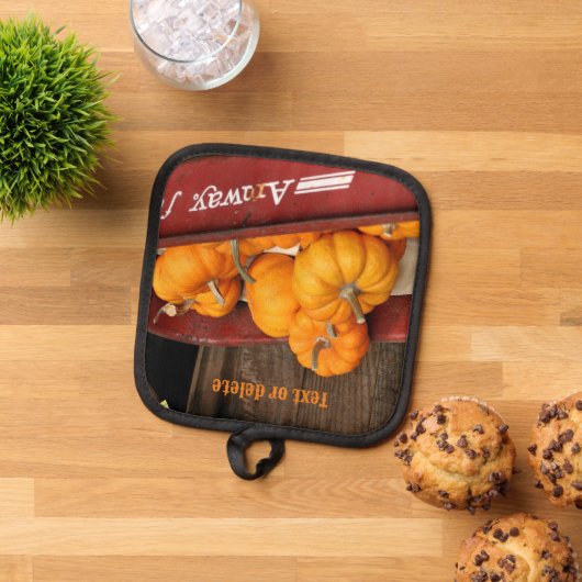 Pompoenen in Wagon Country Herfst gepersonaliseerd Pannenlap (Top down)