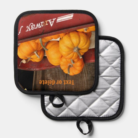 Pompoenen in Wagon Country Herfst gepersonaliseerd Pannenlap (Voorkant / Achterkant)