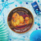 Pompoenen in Wagon gepersonaliseerde Herfst Thanks Papieren Bordje (Feest)