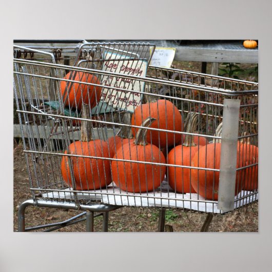 Pompoenen In Winkelwagen Land Herfst Poster (Voorkant)