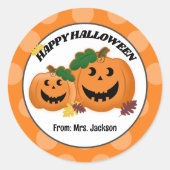 Pompoenen Jack O' Lantern Herfst Halloween Favor Ronde Sticker (Voorkant)