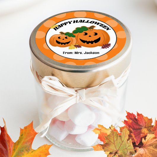 Pompoenen Jack O' Lantern Herfst Halloween Favor Ronde Sticker