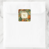  pompoenen & kalebassen Monogram Vierkante Sticker (Tas)