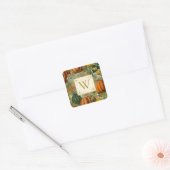  pompoenen & kalebassen Monogram Vierkante Sticker (Envelop)
