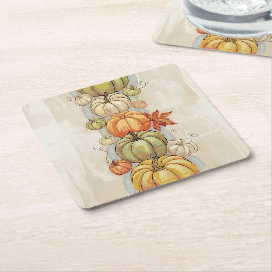 Pompoenen Kartonnen Onderzetters (Schuin)