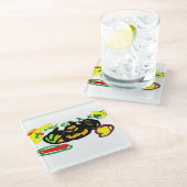 Pompoenen koel glazen onderzetter (Schuin)