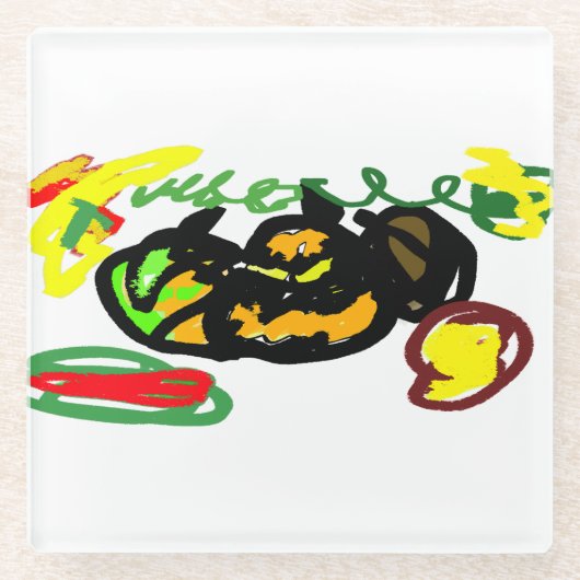 Pompoenen koel glazen onderzetter (Voorkant)