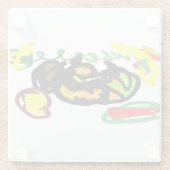 Pompoenen koel glazen onderzetter (Achterkant)