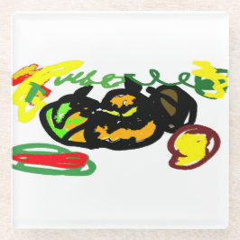 Pompoenen koel glazen onderzetter