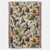 Pompoenen, kraaien en vleermuizen Halloween patroo Deken (Voorkant Verticaal)