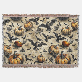 Pompoenen, kraaien en vleermuizen Halloween patroo Deken