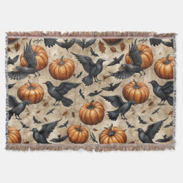 Pompoenen, kraaien en vleermuizen Halloween-patroo Deken