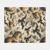 Pompoenen, kraaien en vleermuizen Halloween patroo Fleece Deken (Voorkant (Horizontaal))