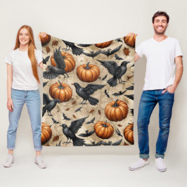 Pompoenen, kraaien en vleermuizen Halloween-patroo Fleece Deken