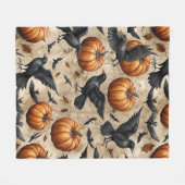 Pompoenen, kraaien en vleermuizen Halloween-patroo Fleece Deken (Voorkant (Horizontaal))