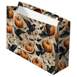 Pompoenen, kraaien en vleermuizen Halloween-patroo Groot Cadeauzakje