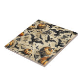 Pompoenen, kraaien en vleermuizen Halloween patroo Tegeltje (Zijkant)