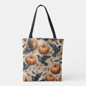 Pompoenen, kraaien en vleermuizen Halloween-patroo Tote Bag (Achterkant)