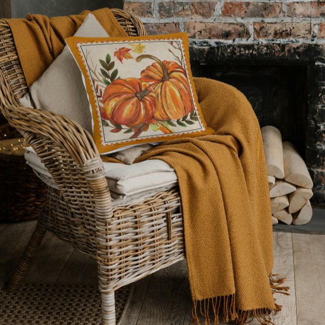 Pompoenen Leaves Herfst Autumn Art Kussen (Creator heeft geüpload)