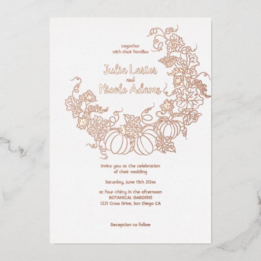 Pompoenen Liefdesplek Folie Uitnodiging (Voorkant)