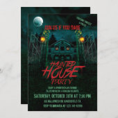 Pompoenen Maan Vleermuizen Halloween Feest I Kaart (Voorkant / Achterkant)