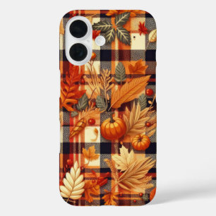 Pompoenen Maple verlaat herfstplaids iPhone 16 Hoesje