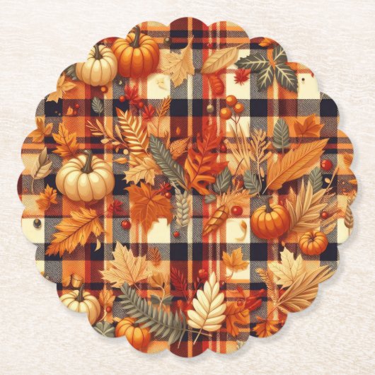 Pompoenen Maple verlaat herfstplaids Kartonnen Onderzetters (Voorkant)