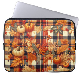 Pompoenen Maple verlaat herfstplaids Laptop Sleeve