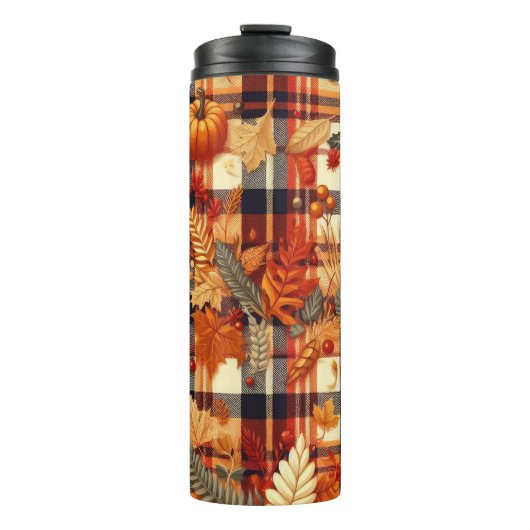 Pompoenen Maple verlaat herfstplaids Thermosbeker (Voorkant)