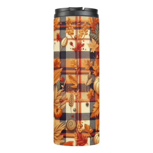 Pompoenen Maple verlaat herfstplaids Thermosbeker (Achterkant)