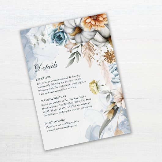 Pompoenen met Wildbloemen Bruiloft Details Kaart