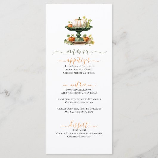 Pompoenen Middelste Herfst Thanksgiving Thema Menu (Voorkant)